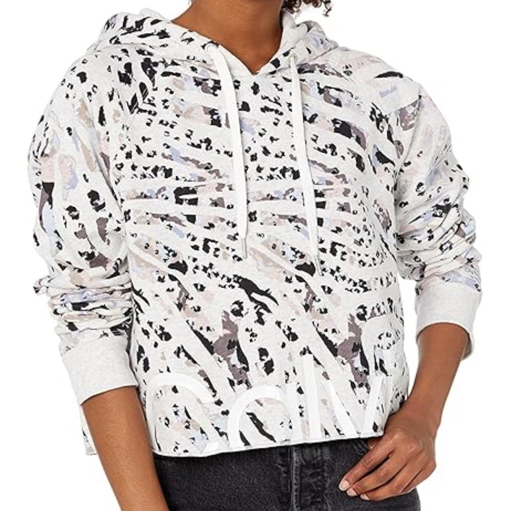 Calvin Klein Performance Medium Cropped Pullover Drawstring Hoodie Animal Print